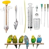 Juego de jeringas para piensos para pájaros, jeringa para loros con cuchara y tubos, jeringa para pájaros para bebés, herramientas manuales para palomas, loros, animales pequeños, alimentación, leche
