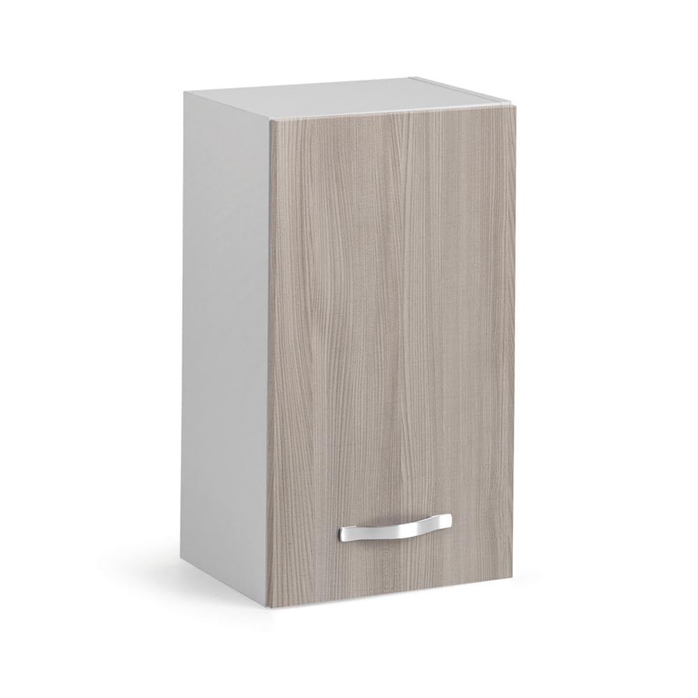 REDÒKASA Pensile per cucina componibile da 40 cm con un’anta, realizzata in legno 100% MADE IN ITALY (Bianco con anta Olmo)