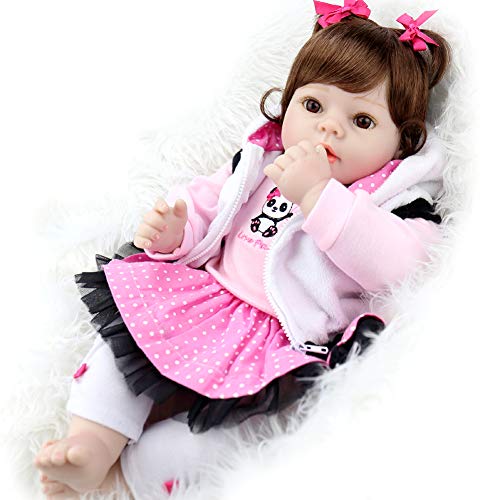 Aori Reborn Baby Dolls 22 Inch Lifelike Realistic Soft Body Reborn Baby Girl With Panda Gift Set #TOP4