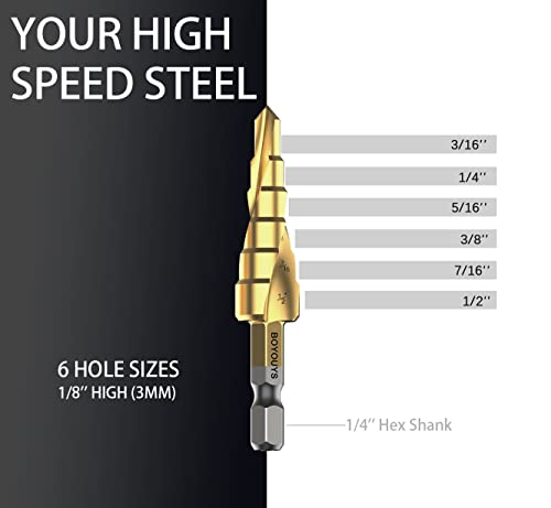 Hss Titanium Step Drill Bits 3 Pieces, Hss Cobalt Porous Over 30 Sizes Titanium Step Drill Bit Set, T-4241 High Speed Metal Steel Drill Dual Cut Blade Porous Step Drill Bits Perfect For Diy Hobbyists #TOP6