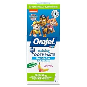 Orajel Kids Paw Patrol Fluoride-Free Training Toothpaste, Natural Fruity Fun Flavor, #1 Pediatrician Recommended , 1.5oz Tube