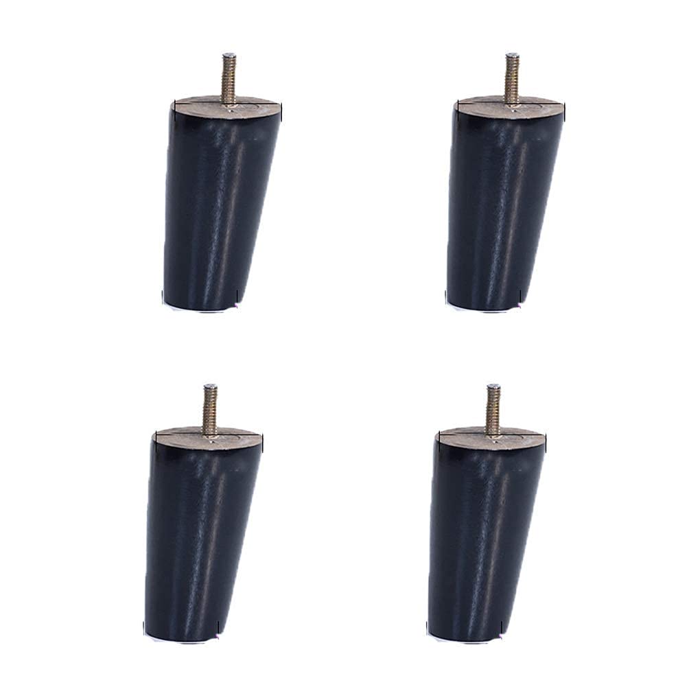 FCXURKOD Solid Wood Table Legs Set - 4 Conical Replacement Furniture Feet for Sofa Bed Cabinet - M6 Thread Black/Oblique Cone Design for Stylish Home Decor