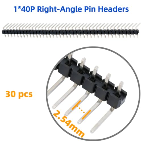 Image of 30 Pcs Right-Angle Header Pins 2.54 mm Male Pin Headers Connector for PCB Breadboard