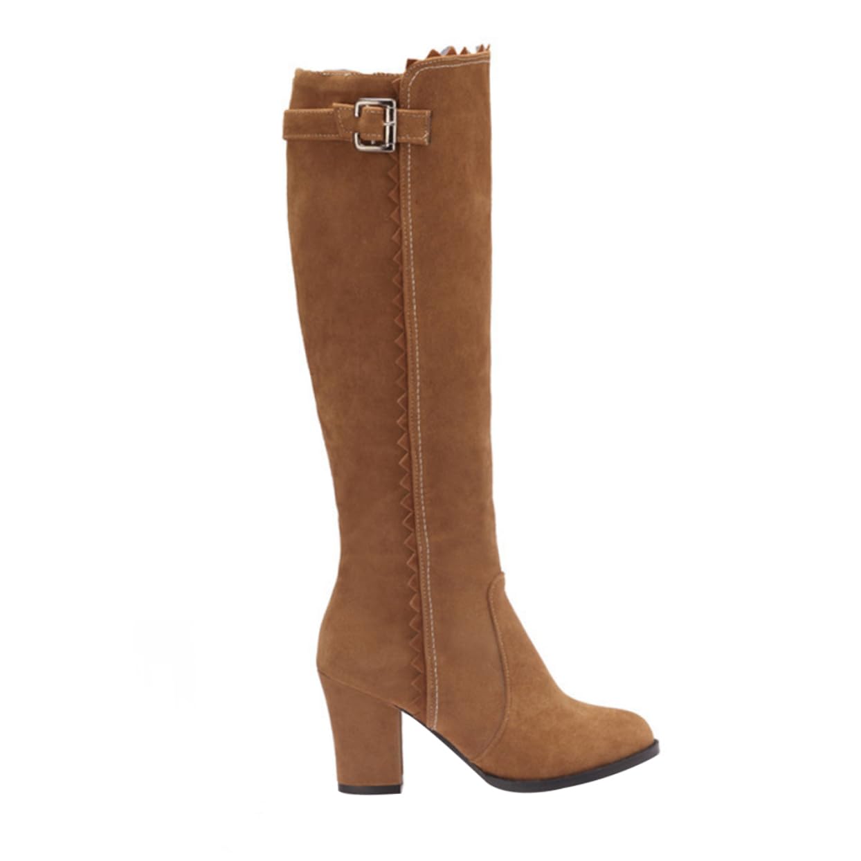 Botas Mujer Tacon Alto Botas Femeninas Botas De Ante Tacón Grueso Botas De Invierno Otoño Botas Largas Botas De Caballero Material De La : Caucho Light Brown