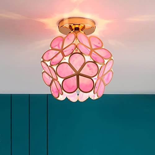 Mengjay Plafonnier Moderne,Lampe à suspension,Suspension Luminaire,Plafonnier Petal,Ferronnerie+PVC,Tête de lampe E27,Parfait pour chambre Salon Couloir. (Rose)