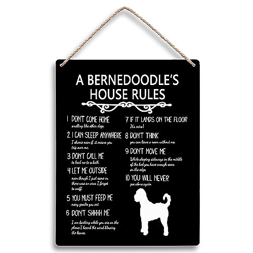 FUGWN A Bernedoodle’s House Rules Wooden Signs 8x10,Bernedoodle Gifts for Lovers,Dog Wall Decor,Dog Signs for Home Decor,Decorations for The Home
