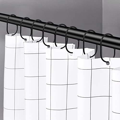 Tcmao 12 Pack Shower Curtain Hooks, Rustproof Decorative Shower Curtain Rings Metal Wide Oval Shower Hooks For Bathroom Shower Rod (Black) #TOP1