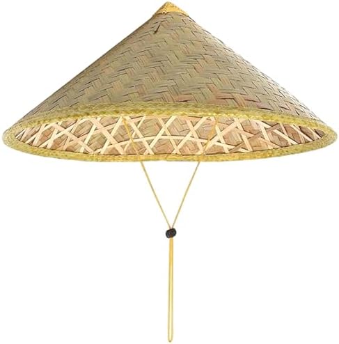 Csafyrt Rice Hat Chinese Oriental Conical Bamboo Hat with Adjustable ...