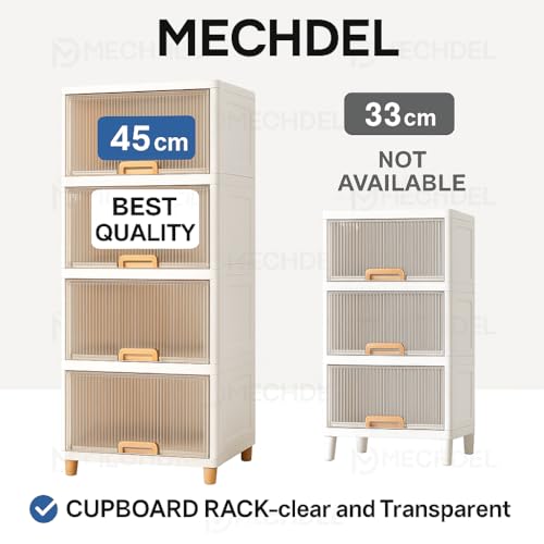 Image of mechdel Cupboard Rack for Clothes Plastic Cabinet for Storages Foldable Wardrobe for Clothes Plastic Cloth Rack for Storages Clothe Storage (Cupboard Rack-1 Door - Transparent, 5+5 (Set))