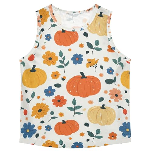 Autumn Pumpkins Flowers Retro Children Tank Tops Sleeveless Summer Vest Tee Sports Clothes for Golf Swim Bike Jog 3T