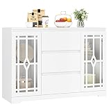 FACBOTALL Sideboard Buffet Cabinet with Storage, Modern Kitchen Storage Cabinet with 2 Glass Doors,