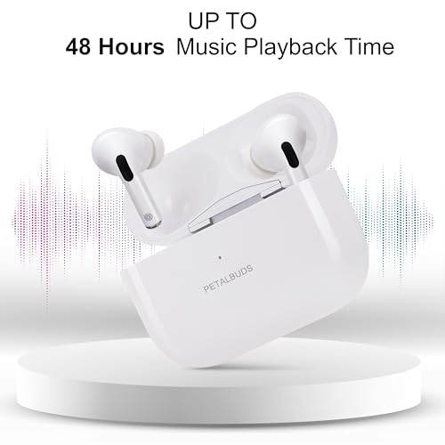 Image of Wireless in Ear Earbuds with Mic, 12.4mm Drivers, Playback:Upto 48hr case,4-Mic Design, Smooth Touch Controls Lightning Port Charging IPX5 Rating [White]