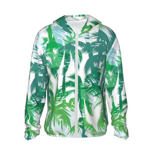 UPF 50+ Sun Protection Hoodie Tropical Summer Palm Windproof Hooded Cooling Shirt