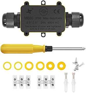 Waterproof Junction Box - IP68 Waterproof Electrical Junction Boxes Outdoor 2 Way Ø 4mm -9mm, Black Plastic Gland External Waterproof Cable Connector