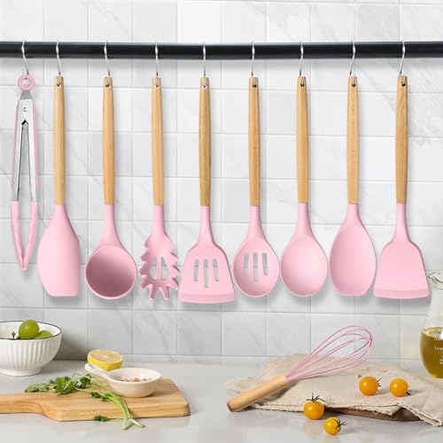 HaWare 10-Piece Silicone Kitchen Utensil Set with Wooden Handles - Image 7