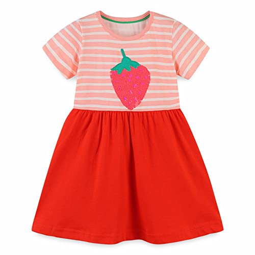 Camiseta feminina de verão com estampa de morango, listrada, gola redonda, manga curta, casual, para