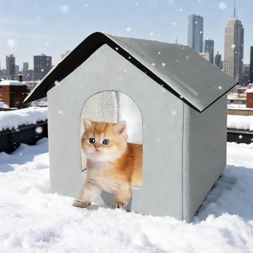 Casa de gatos impermeable para invierno y cama de mascotas exterior 8