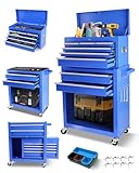 Fitenlor Tool Chest, 2 in 1 Tool Boxes with 8 Drawers, Tool Cart with 7 Organizer Tray Divider Set & Wheels, Large Rolling Tool Box Organizer for Garage, Workshop, Home Crafts
