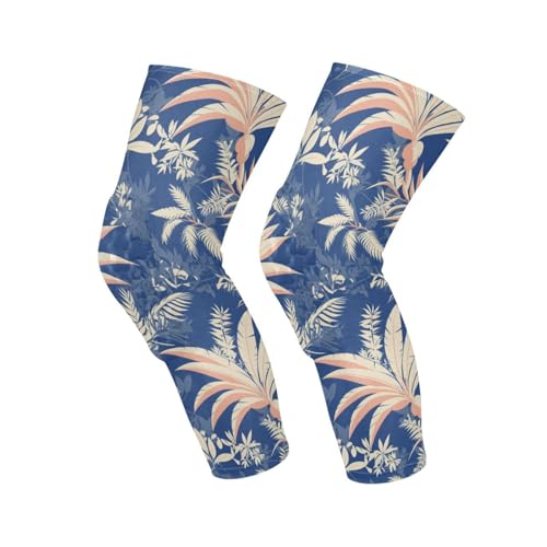 JUNZAN Hawaii Retro Blue Basketball Knee Pads for Youth Kids Wrestling Knee Pads with Sleeves Sport Kneepads for Volleyball Football