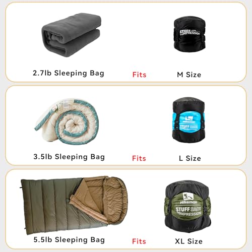 HIKEMAN Compression Sack, 50% More Storage! 12L/19L/32L/46L/53L Compression Stuff Sack, Water-Resistant & Ultralight Sleeping Bag Stuff Sack - Space Saving Gear for Camping, Hiking(Black,XXL) - Thumbnail 7