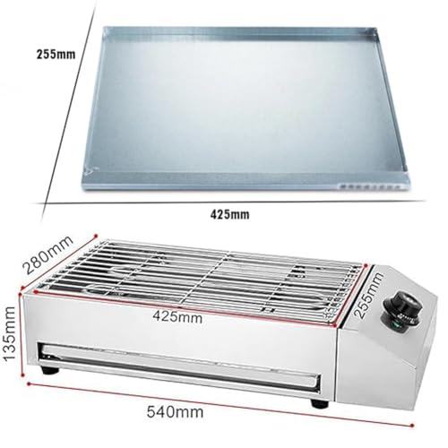 ZMJGLL Portable Smokeless BBQ Grill,Electric Heating Tube Seafood Meat Kebab Machine,50-300℃ Temperature Control,Stainless Steel BBQ Griddle w/Drip Tray - Image 7