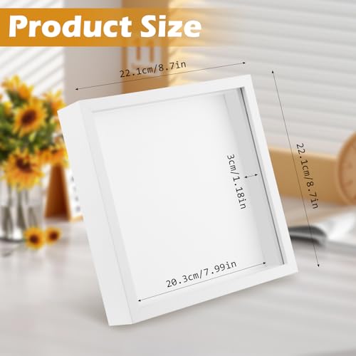 NVIYAM 3D Bilderrahmen, 20x20cm Bilderrahmen Tief 3D Objektrahmen Hölzern, Objektrahmen Tief Bilderrahmen zum Befüllen, 3D Rahmen für Objekte, Blumen, Hochzeitsstrauß oder Erinnerungsstücke