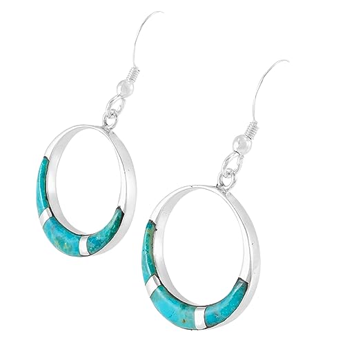 Turquoise Earrings Sterling Silver 925 & Genuine Gemstones (Select style) (Eternity Loops)3