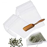 Tea Filter Bags with Free Tea Spoon, Safe & Natural Material, Disposable Tea Infuser for Loose Leaf...