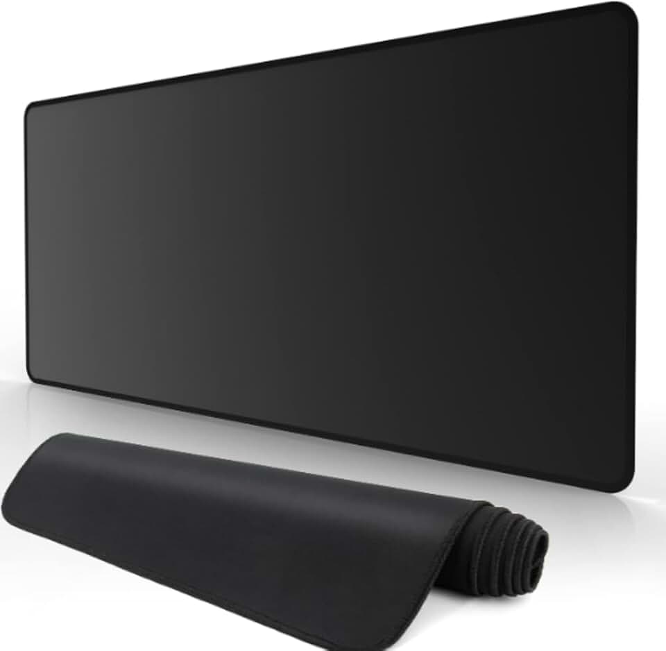 Mouse Pad Preto Extra Grande de Tecido com Base Antiderrapante Otimizado para Jogos e com Superfície de Contato Especial Ideal Para Setup Gamer Moderno - Grande 80X30