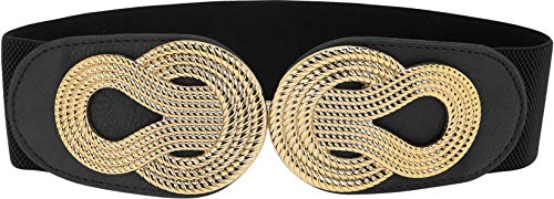 BlackButterfly Wide Elastic Vintage Cinch Retro Metal Interlock Buckle Belt