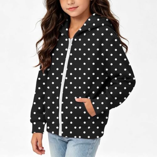 Kiavfrkp Cute Hoodies for Girls Fleece Full Zip Polka Dot Hooded Sweatshirt - image 3
