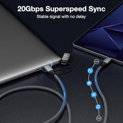 Image of 20Gbps USB C 3.2 Cable 1 ft / 0.3m, 8K Video & 240W Charging, USB C Display with PD 3.1 Compatible with Thunderbolt 4, MacBook, XPS, Surface Pro