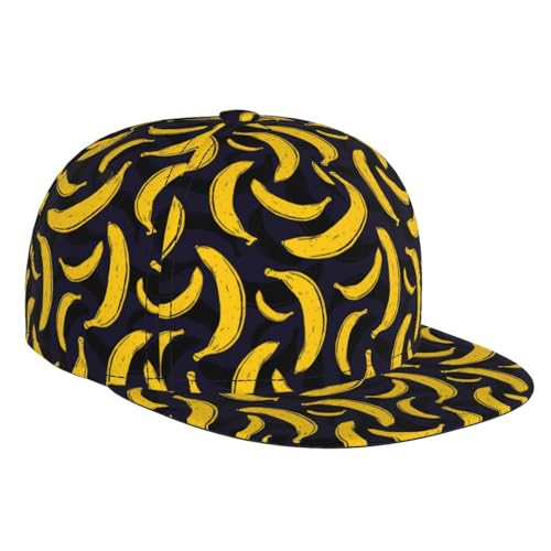 Banana Snapback Hat for Men Women, Hip Hop Style Funny Fruit Pattern Baseball Cap Flat Bill Hats Adjustable Trucker Sun Hat