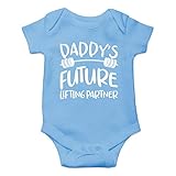 Daddy's Future Lifting Partner - Funny Cute Infant Creeper, One-Piece Baby Bodysuit (Light Blue, 6...