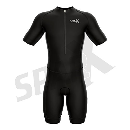Sparx Men Triathlon Suit Short Sleeve Aero Tri Suit (Black/Black, 2Xl) #TOP2