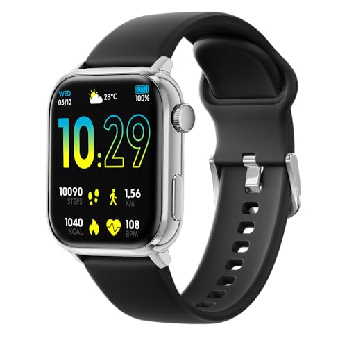 Ice-Watch - ICE smart 2.0 Silver Black - Silberne Connected Watch mit schwarzem Silikonarmband für Männer - 022536 (1,96 inch)