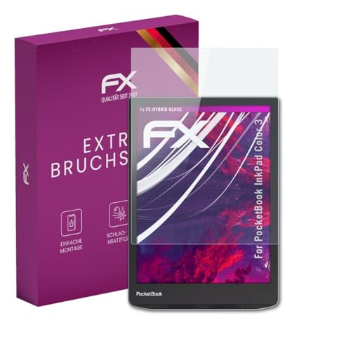atFoliX Plastic Glass Protective Film compatible with PocketBook InkPad Color 3 Glass Protector, 9H Hybrid-Glass FX Screen Protector