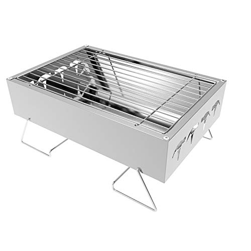 Plla para Barbacoa al Aire Libre de Acero Inoxidable sin Revestimiento, Barbacoa de carbón, pequeña Mini plla para Barbacoa, Cena al Aire Libre