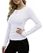 DUOEASE Langarmshirt Damen Weiß Rundhal Pullover Elegant Langarm Oberteile Rippshirt Tshirts Basic Tops Groß