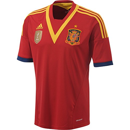 Adidas Maillot de foot pour homme Espagne à domicile 2013 Rouge Rouge/Jaune Medium