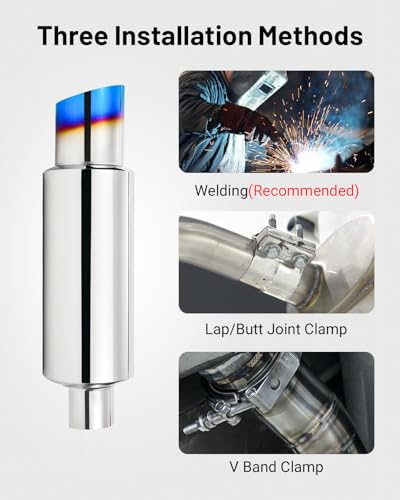 EVIL ENERGY 2-Inch Exhaust Muffler – Stainless Steel Universal Performance Muffler with 3-Inch Burnt Blue Tip - Image 6