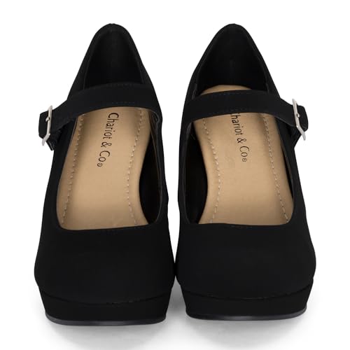Chariot & Co: Nova - Womens Mary Jane Platform Wedge Pumps Comfort Cushion Ankle Strap Office Party Dress Shoes4