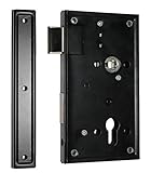 Entfernung 72 mm Aufliegendes Schloss mit Falle und Riegel/PZ/schwarz lackiert