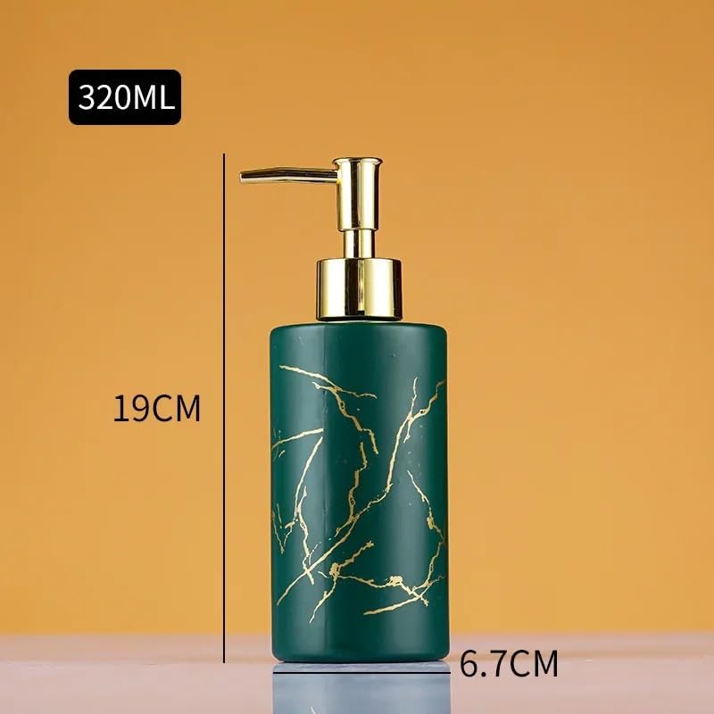 Flacone per emulsione in Vetro da 320 ml, Dispenser di Sapone con Stampa in Marmo, Prodotti per Il Bagno, flaconi per lozione da Bagno, Accessori Decorativi (320 ml, Nero)