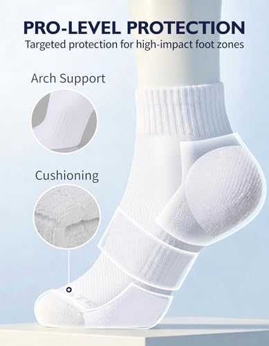 Image of CLOSEMATE 6 Pairs Mens Athletic Ankle Socks Cushioned Running Quarter Socks | Cotton socks with breathable mesh, terry cushion & secure fit for sports, sneakers& daily wear