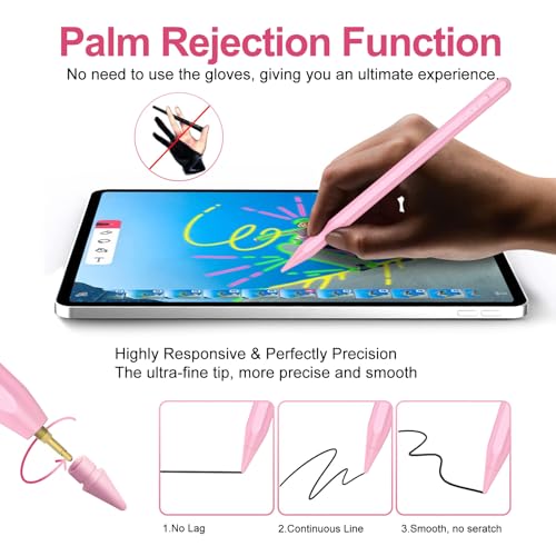 Image of Stylus Pen for iPad 2018-2026 with Palm Rejection, Apple Pencil for Pad11th /10th /9th /8th /7th /6th Gen, iPad Pro 11 /12.9 inch, New iPad Air 2026 11&13-inch(M3 /2) /5th /4th /3th Gen, iPad mini 6th /5th