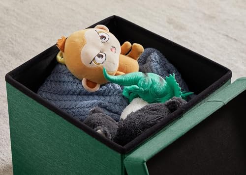 Madera Nieve Banco con Almacenamiento, Banco Acolchado, Taburete, baúl con Capacidad de Carga de hasta 300 kg, 38 x 38 x 38 cm (Lino) (Verde) - imagen 4