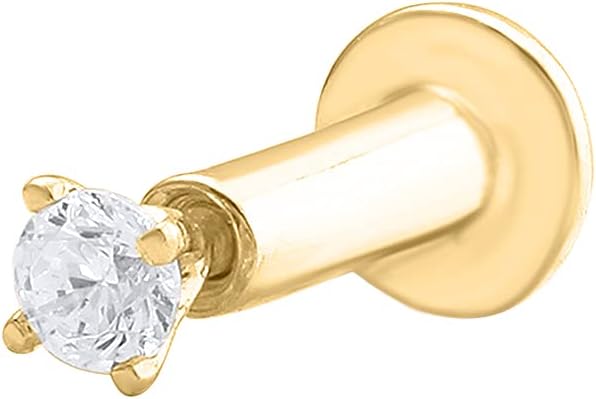 0.03 to 0.14 Carat 4-Prong Natural Diamond Solitaire Nose Stud Screw Back Nose Ring in 18K Gold Jewelry Gift for Women