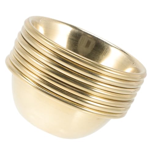 Toyvian Bol Tibétain D'offrande D'eau 9 Cm en Laiton Solide Bol de Yoga Sacré Multifonction pour Temple Bouddhiste et Contemplation Lot de 7 Jaunes pour...