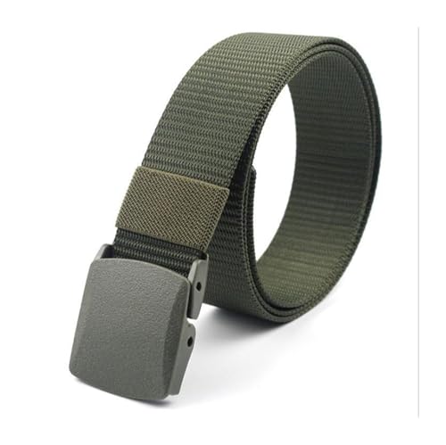 Trendy Canvas Belt for Men & Women – Casual Woven Belt Without Metal Buckle, Adjustable No-Hole Automatic Strap for Youth, Students (Multiple Colors)(Army green)